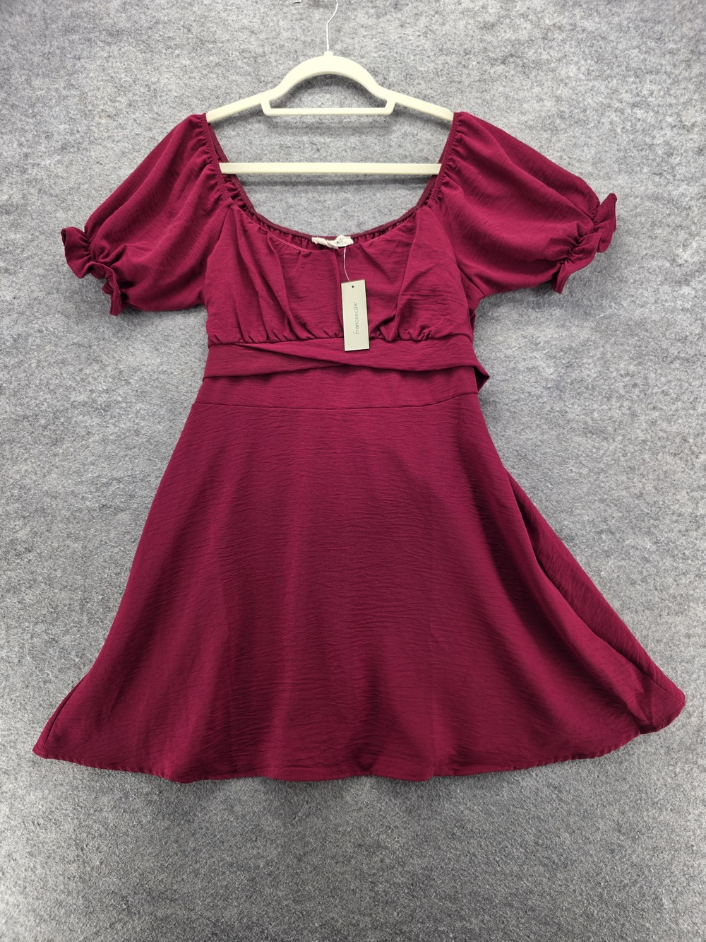 Francesca's Mel + Rose Dress Womens Large Puff Sleeve Tie Waist Boho NWT